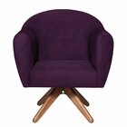 Poltrona Em Suede Base Giratória De Madeira Herrera Roxo