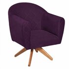 Poltrona Em Suede Base Giratória De Madeira Herrera Roxo