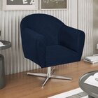 Poltrona Em Suede Base Giratória De Metal Herrera Azul Marinho