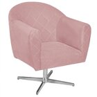 Poltrona Em Suede Base Giratória De Metal Herrera Rosa Bebê