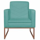 Poltrona Em Suede Com Base De Ferro Bali  Azul Turquesa