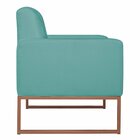 Poltrona Em Suede Com Base De Ferro Bali  Azul Turquesa