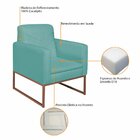 Poltrona Em Suede Com Base De Ferro Bali  Azul Turquesa