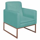 Poltrona Em Suede Com Base De Ferro Bali  Azul Turquesa