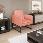 Poltrona Em Suede Com Base De Ferro Bali  Coral