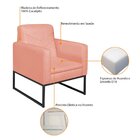 Poltrona Em Suede Com Base De Ferro Bali  Coral