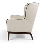 Poltrona Em Tecido Algodão Bege Com Base De Madeira Meissa -