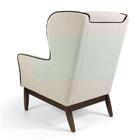 Poltrona Em Tecido Algodão Bege Com Base De Madeira Meissa -