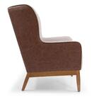 Poltrona Em Tecido Jacar E Facto Marrom / Bege Com Base De Ma