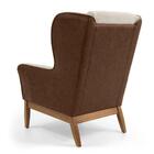 Poltrona Em Tecido Jacar E Facto Marrom / Bege Com Base De Ma