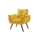 Poltrona Em Veludo Base Palito Quadrada Opalla Prime Amarelo