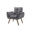 Poltrona Em Veludo Base Palito Quadrada Opalla Prime Cinza