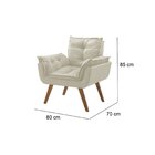 Poltrona Em Veludo Base Palito Quadrada Opalla Prime Marfim