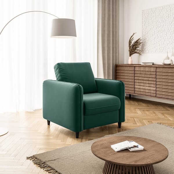 Poltrona Em Veludo Orquídea Cabecasa Madeiraoriginals Verde