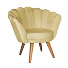 Poltrona Em Veludo Perola Pés Em Madeira Nude