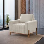 Poltrona Em Veludo Pés Em Madeira Mm24 Pérola