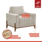 Poltrona Em Veludo Pés Em Madeira Mm24 Pérola