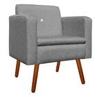 Poltrona Emília Cinza A26 Com Strass E Pés Palito Castanho