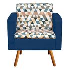 Poltrona Emília Estampado Triangulo D87 Com Suede Azul Marinh