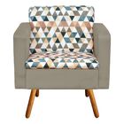 Poltrona Emília Estampado Triangulo D87 Com Suede Marrom Rato