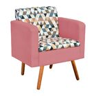 Poltrona Emília Estampado Triangulo D87 Com Suede Rose Pés Pa