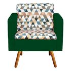 Poltrona Emília Estampado Triangulo D87 Com Suede Verde Pés P