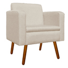 Poltrona Emília Linho Fino Bege A27 Com Strass E Pés Palito C