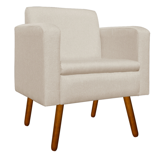 Poltrona Emília Linho Fino Bege A27 Com Strass E Pés Palito C