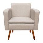 Poltrona Emília Linho Fino Bege Pés Palito Castanho Drossi