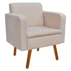 Poltrona Emília Suede Bege Pés Palito Castanho Drossi