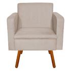 Poltrona Emília Suede Bege Pés Palito Castanho Drossi