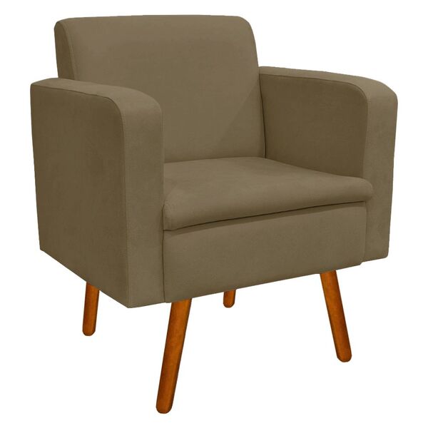 Poltrona Emília Suede Pés Palito Castanho D'rossi - Marrom Ra