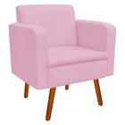 Poltrona Emília Suede Rosa Bebê Pés Palito Castanho D'rossi