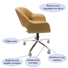 Poltrona Escritório Eduarda Cor Caramelo Com Regulagem De Alt