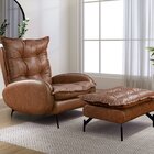 Poltrona Espreguiçadeira Com Puff A320 Couríssimo Nozes Marrom