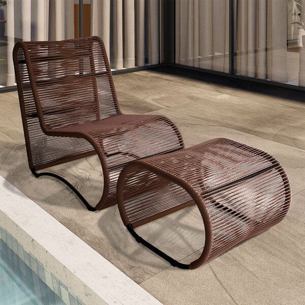 Poltrona Espreguiçadeira Portugal Em Alumínio E Cordão Fibra