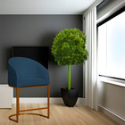 Poltrona Estilo Banqueta Decorativa Mia Suede Base Metal Bron