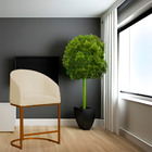 Poltrona Estilo Banqueta Decorativa Mia Suede Base Metal Bron