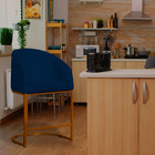 Poltrona Estilo Banqueta Decorativa Mia Suede Base Metal Bron