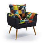 Poltrona Estofada Beta F-015 N-022 Sued Estampado Colorido Co
