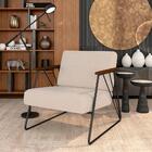 Poltrona Estofada Columbia Estilo Industrial Preto/bouclé Off