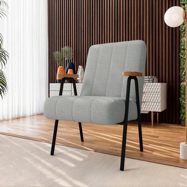 Poltrona Estofada Com Braço Em Madeira Sonsonate Espresso Móv