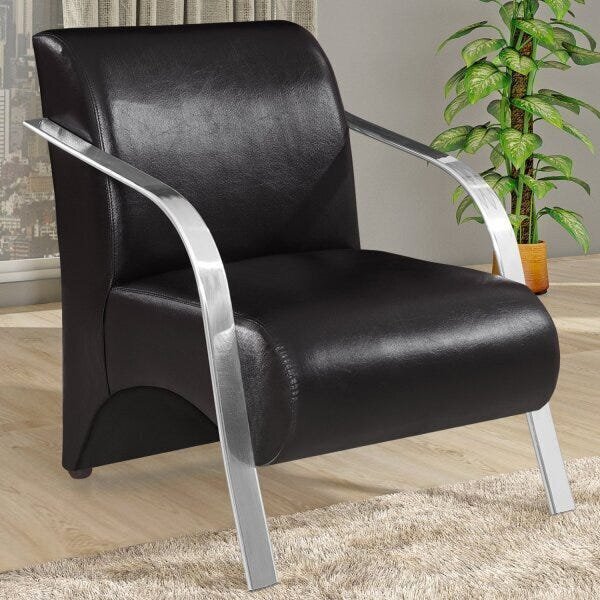 Poltrona Estofada Com Braços Mix Estofamix Preto