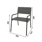 Poltrona Estofada Com Linho - Preto/cinza