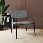 Poltrona Estofada Com Linho - Preto/cinza