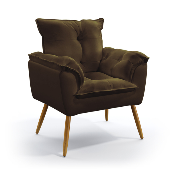 Poltrona Estofada Decorativa Beta Com Pés Palito N-027 Veludo