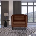 Poltrona Estofada Ellus Couro Legítimo Conhaque