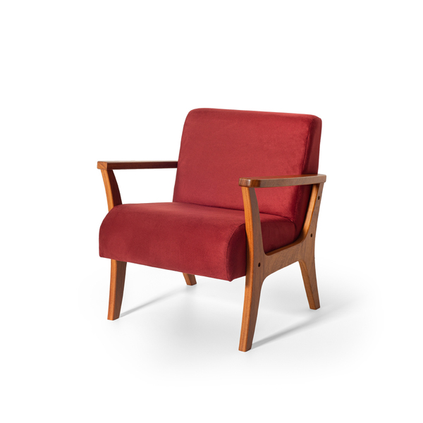 Poltrona Estofada Em Madeira Maciça Cléo Bordô – Straub Web