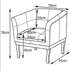 Poltrona Estofada Madeira Maciça Noah Couro Legítimo Conhaque