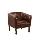 Poltrona Estofada Madeira Maciça Noah Couro Legítimo Conhaque